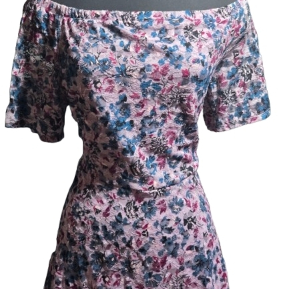 Xhilaration Off-Shoulder Floral Dress XXL | Stretch Knit | Fit & Flare